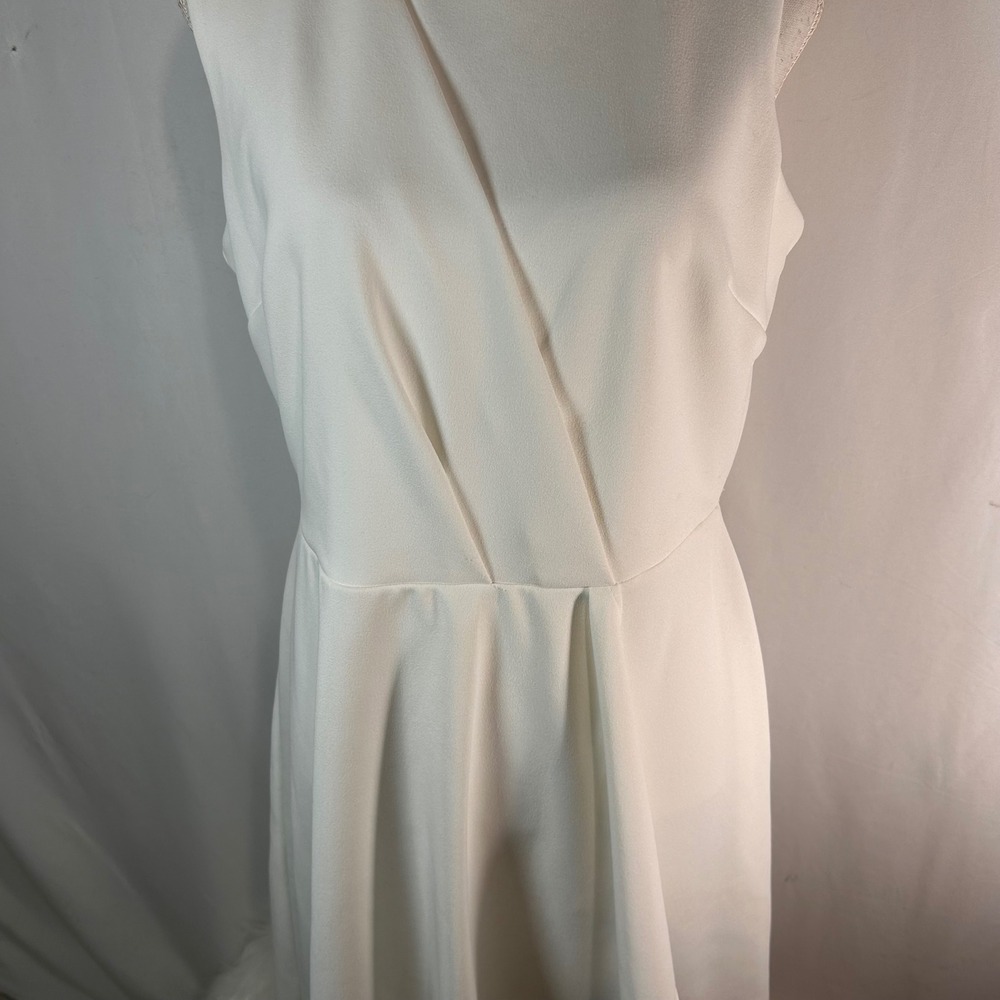 Calvin‎ Klein White Sleeveless Asymmetrical Draped Sheath Dress Size 10 - Picture 3 of 8
